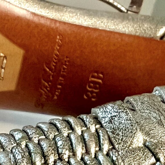 Ralph Lauren Purple Label Metallic Braided Heel Platform Sandals, Size 39.5 - Picture 12 of 14